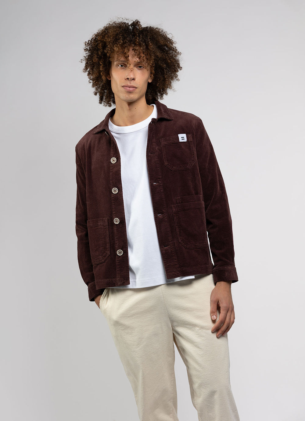 VESTE WORKER CÔTELÉ CHOCOLAT