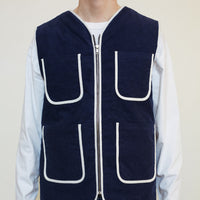 VESTE SANS MANCHE NAVY BORDS BLANCS - TAILLE M