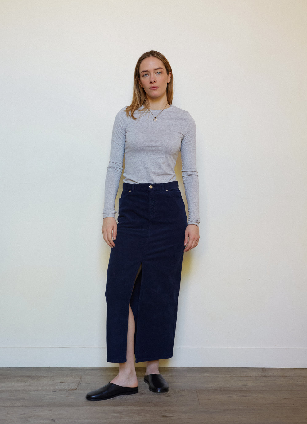 JUPE FENDUE NAVY