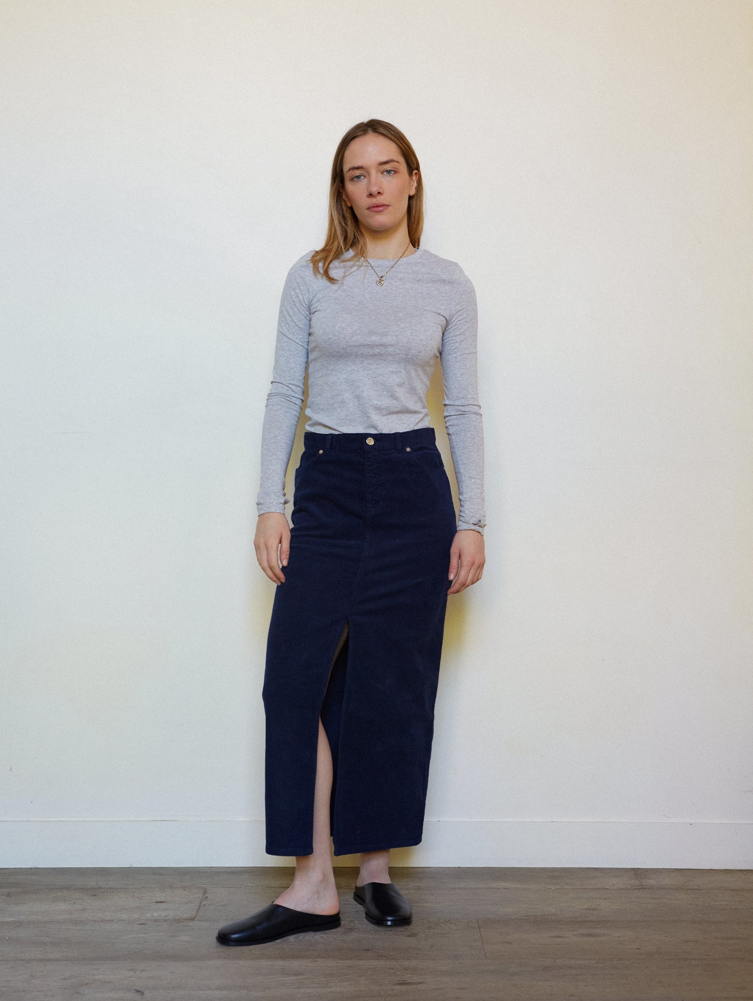 JUPE FENDUE NAVY