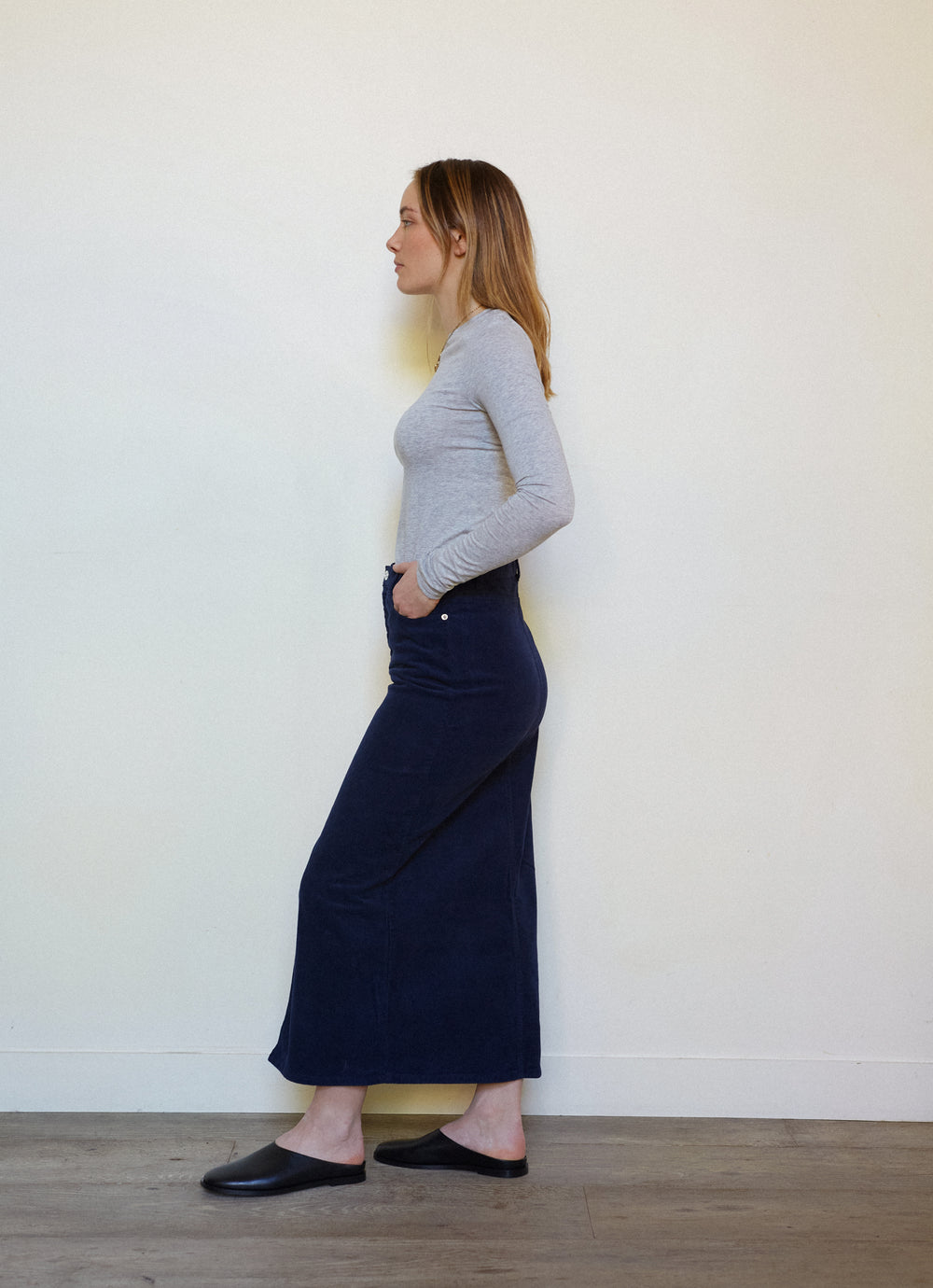 JUPE FENDUE NAVY