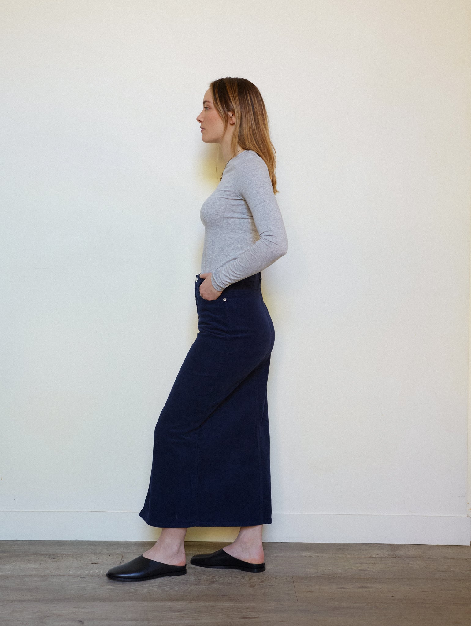 JUPE FENDUE NAVY