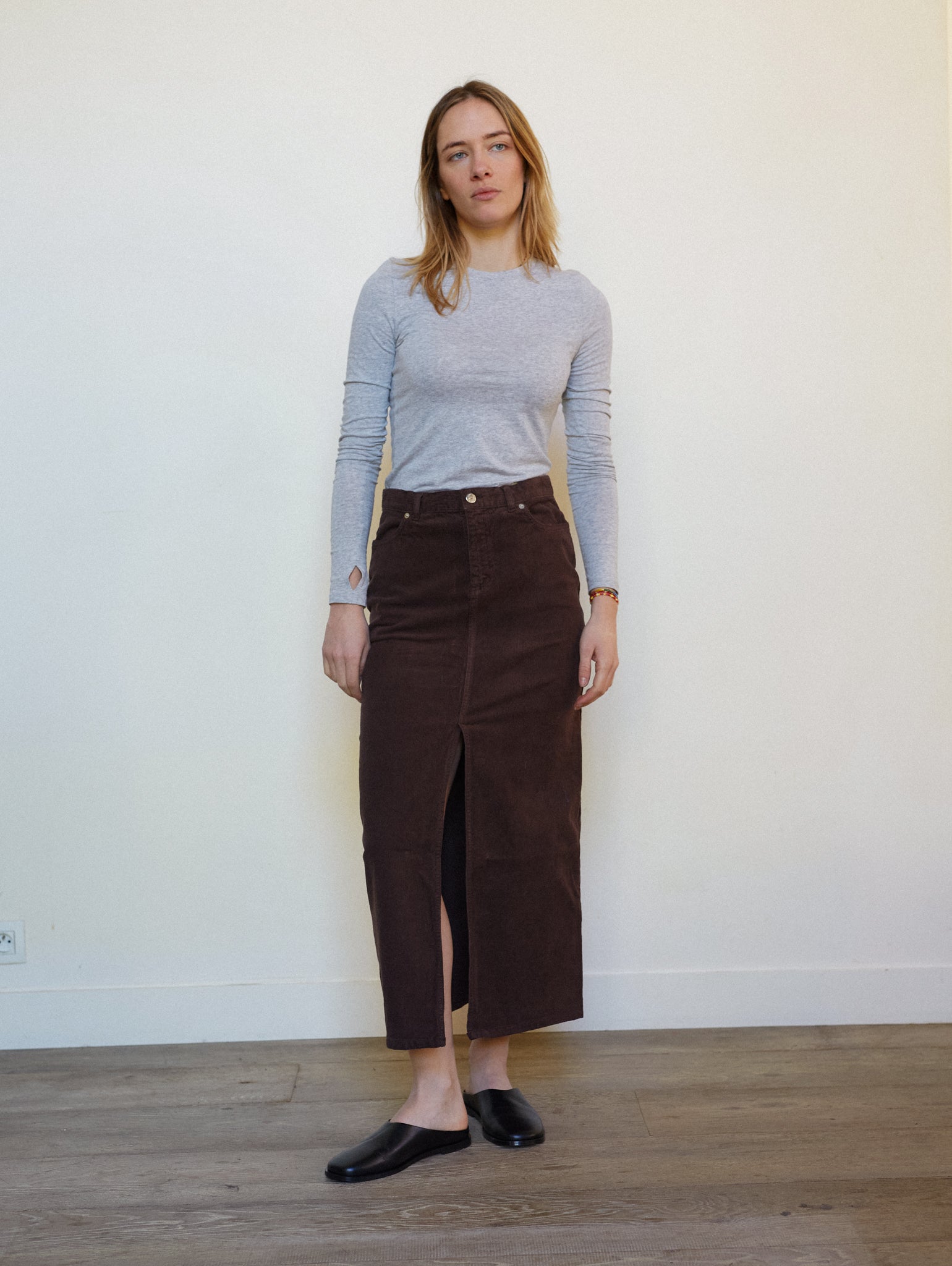 JUPE FENDUE CHOCO 36