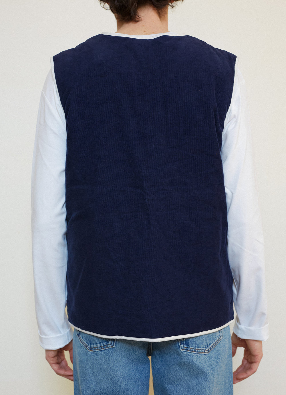 VESTE SANS MANCHE NAVY BORDS BLANCS - TAILLE M