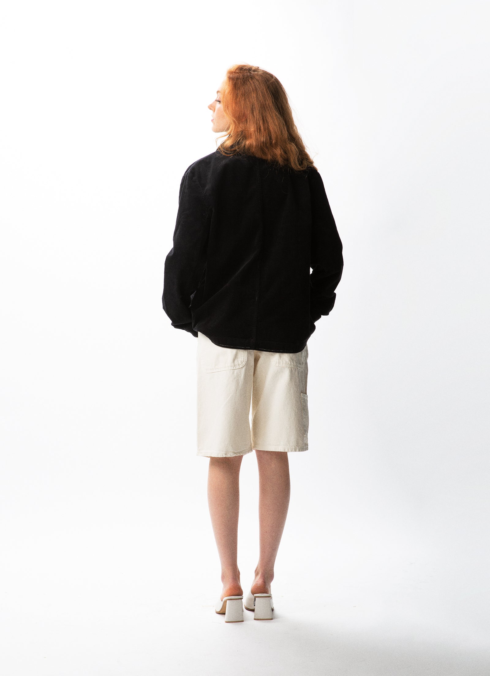 VESTE WORKER CÔTELÉ NOIRE