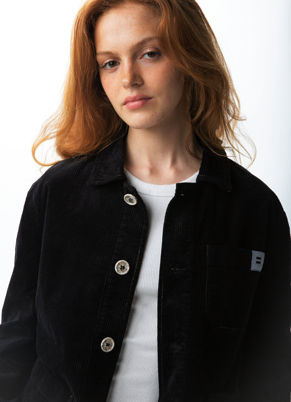 VESTE WORKER CÔTELÉ NOIRE