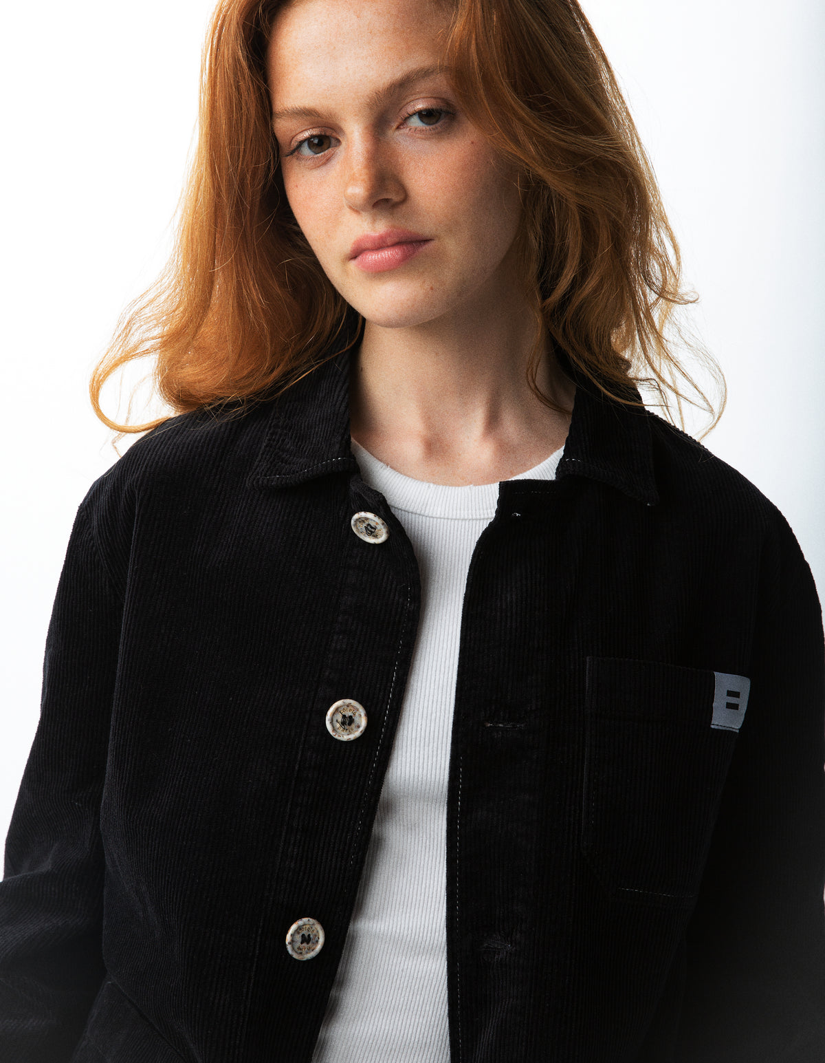 VESTE WORKER CÔTELÉ NOIRE