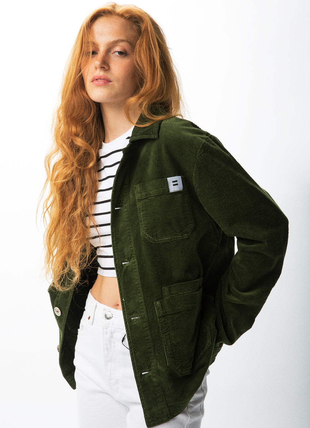 VESTE CÔTELÉ KAKI - TAILLE M
