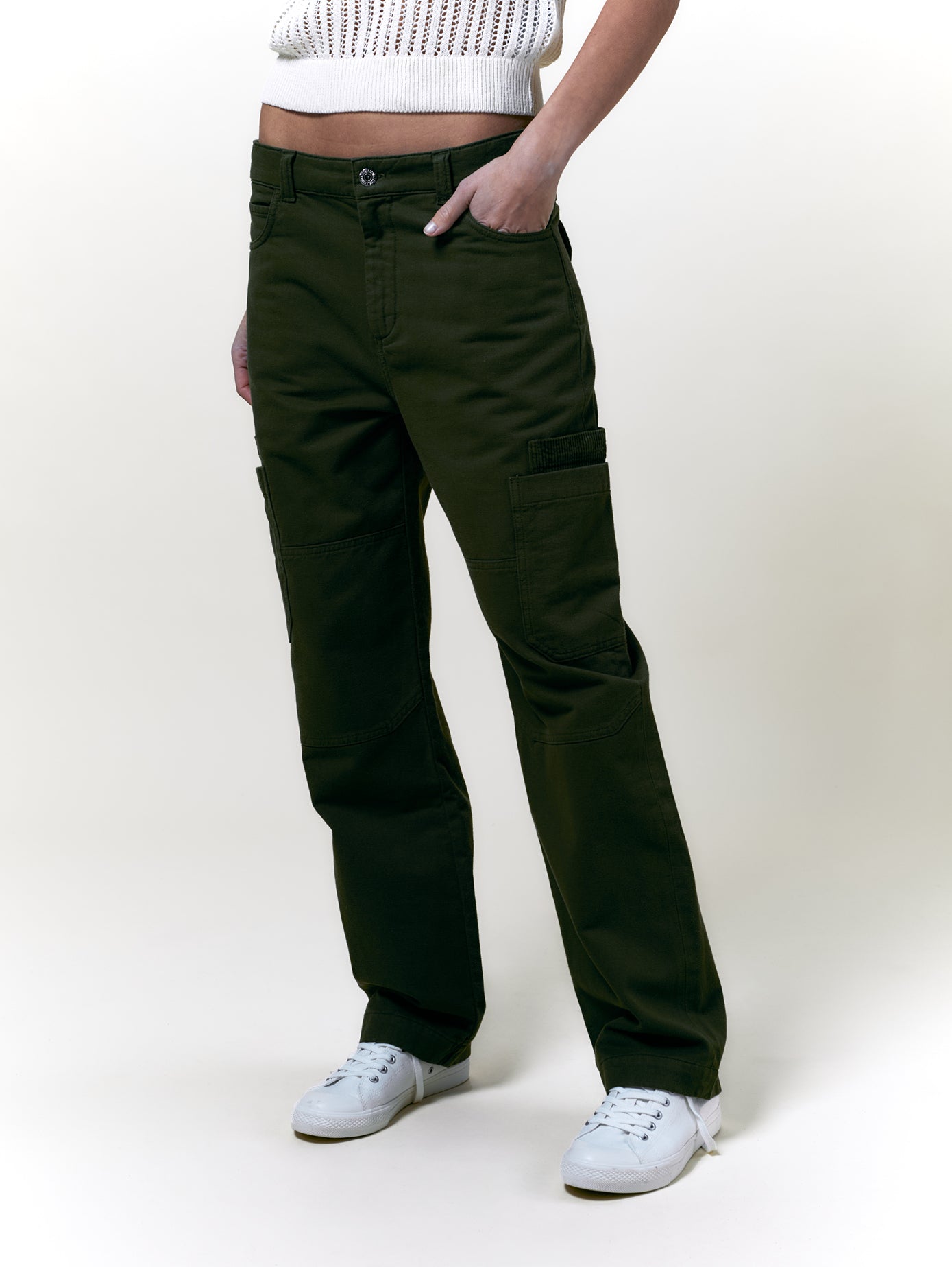 PANTALON CARGO TOILE OLIVE