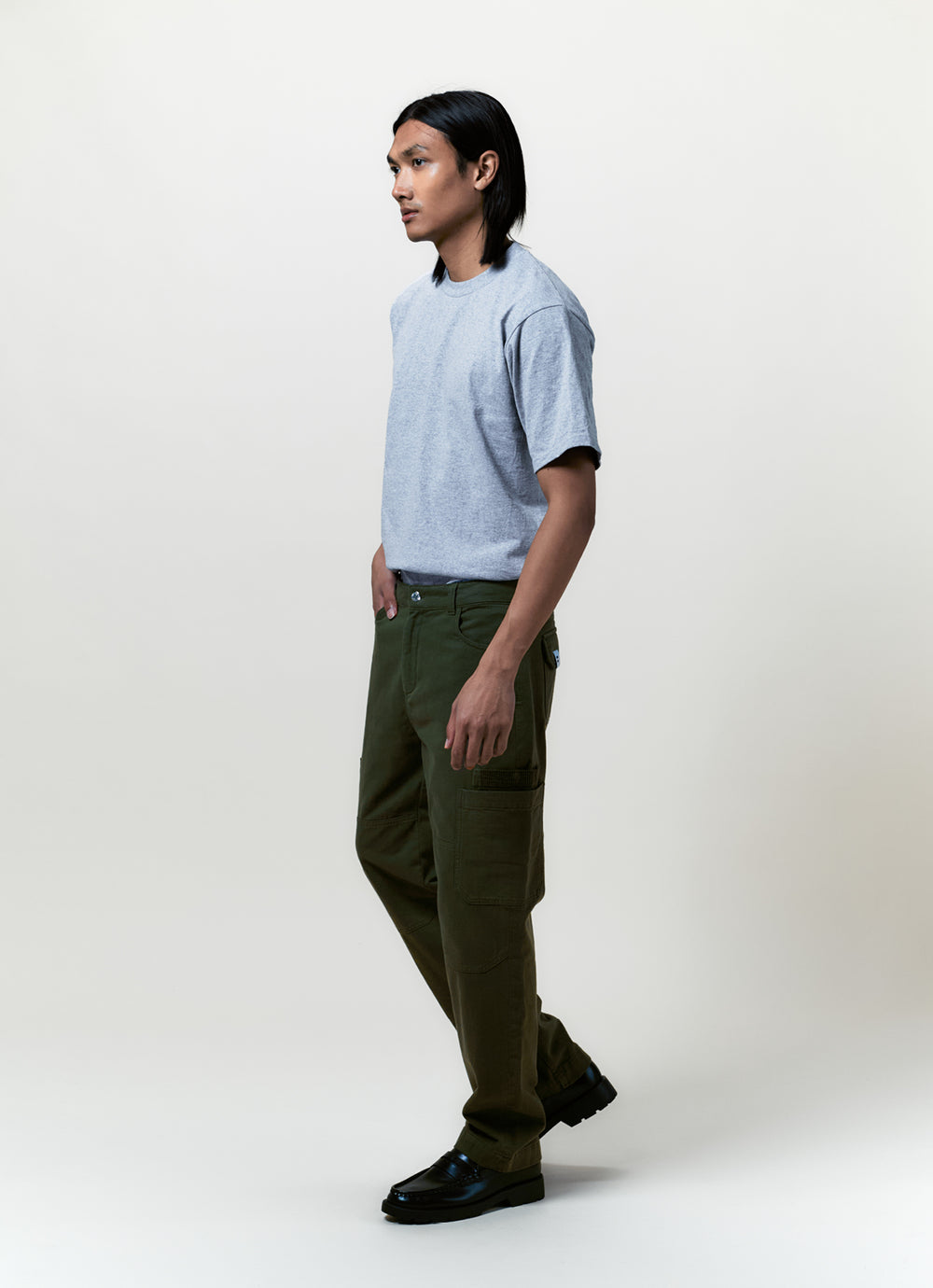 PANTALON CARGO TOILE OLIVE