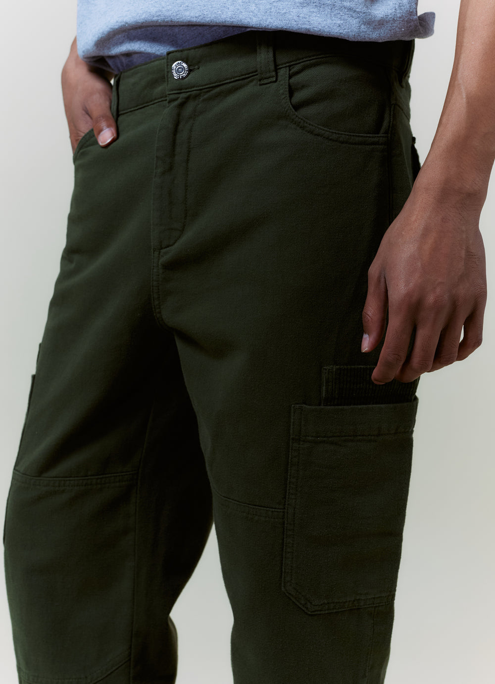 PANTALON CARGO TOILE OLIVE