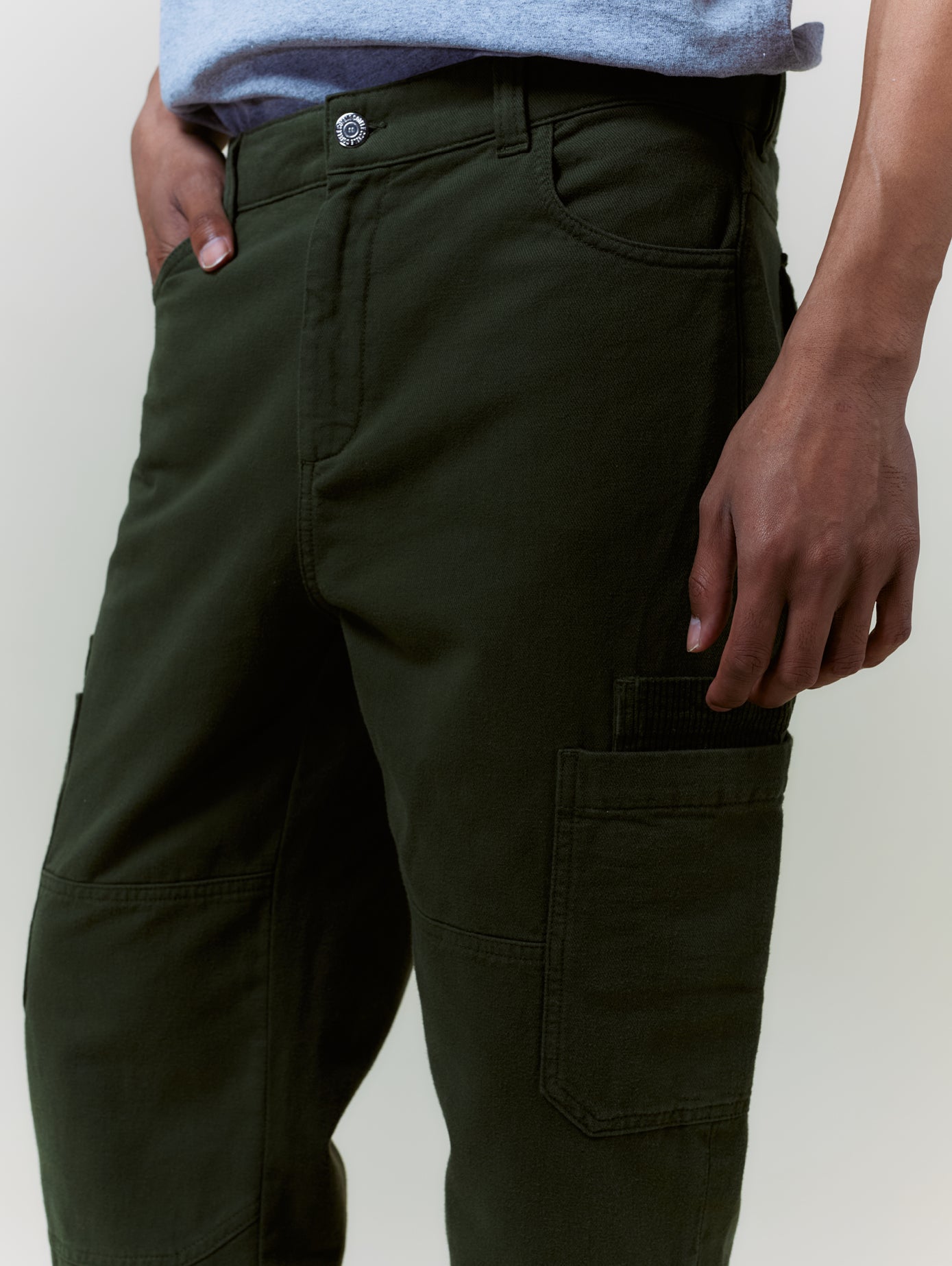 PANTALON CARGO TOILE OLIVE