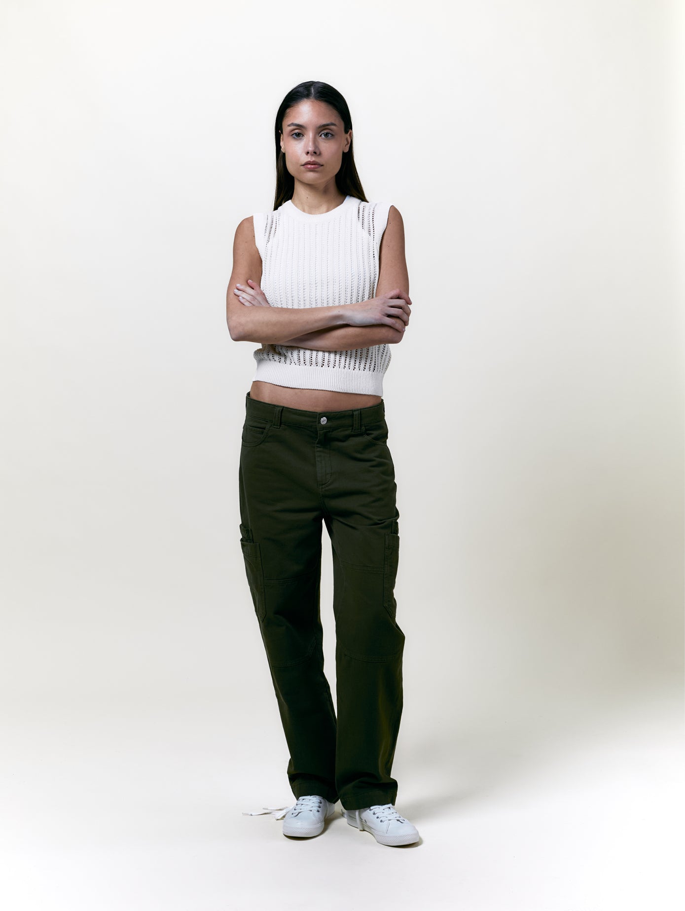 PANTALON CARGO TOILE OLIVE