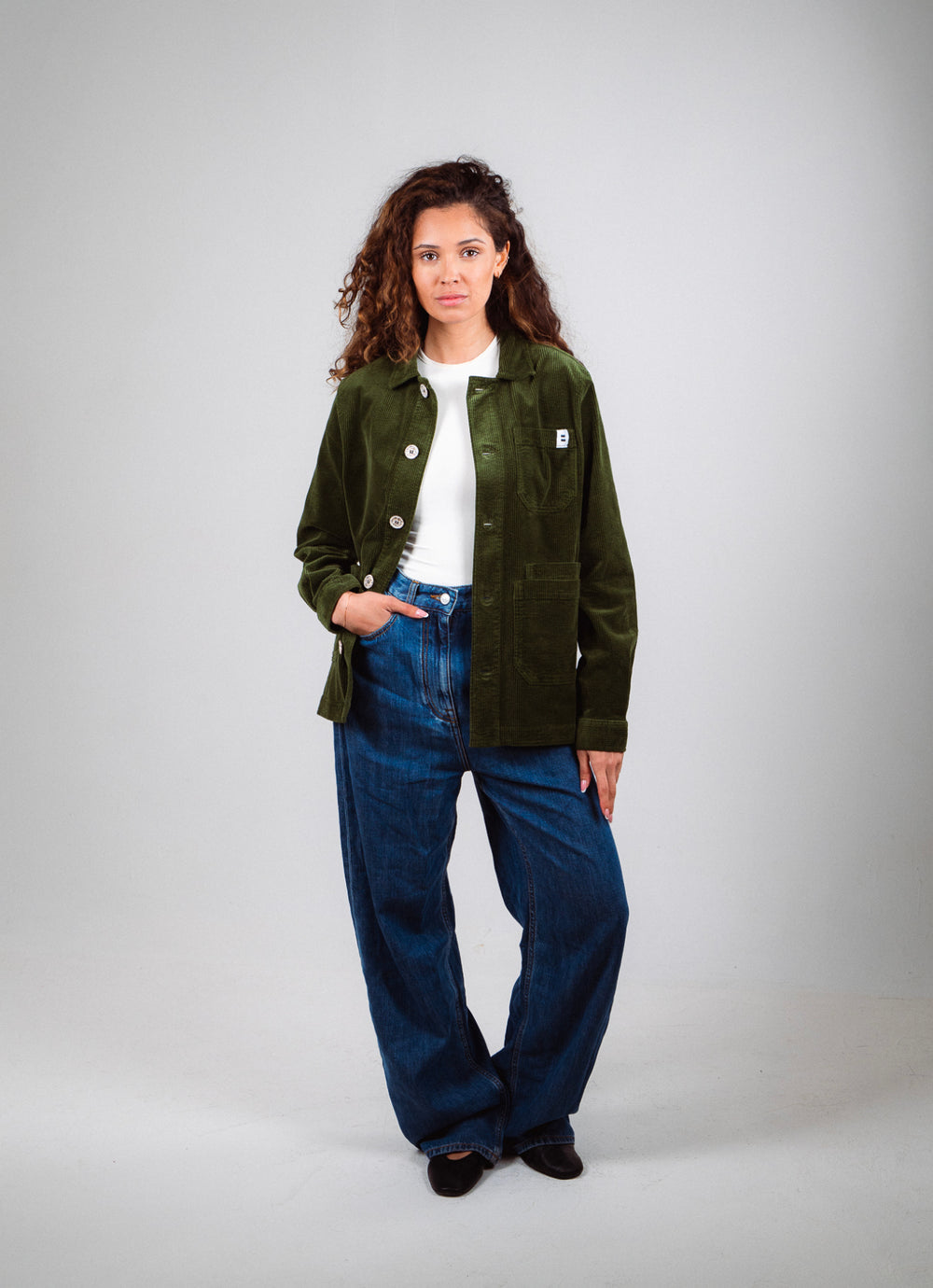 VESTE CÔTELÉ VERT OLIVE