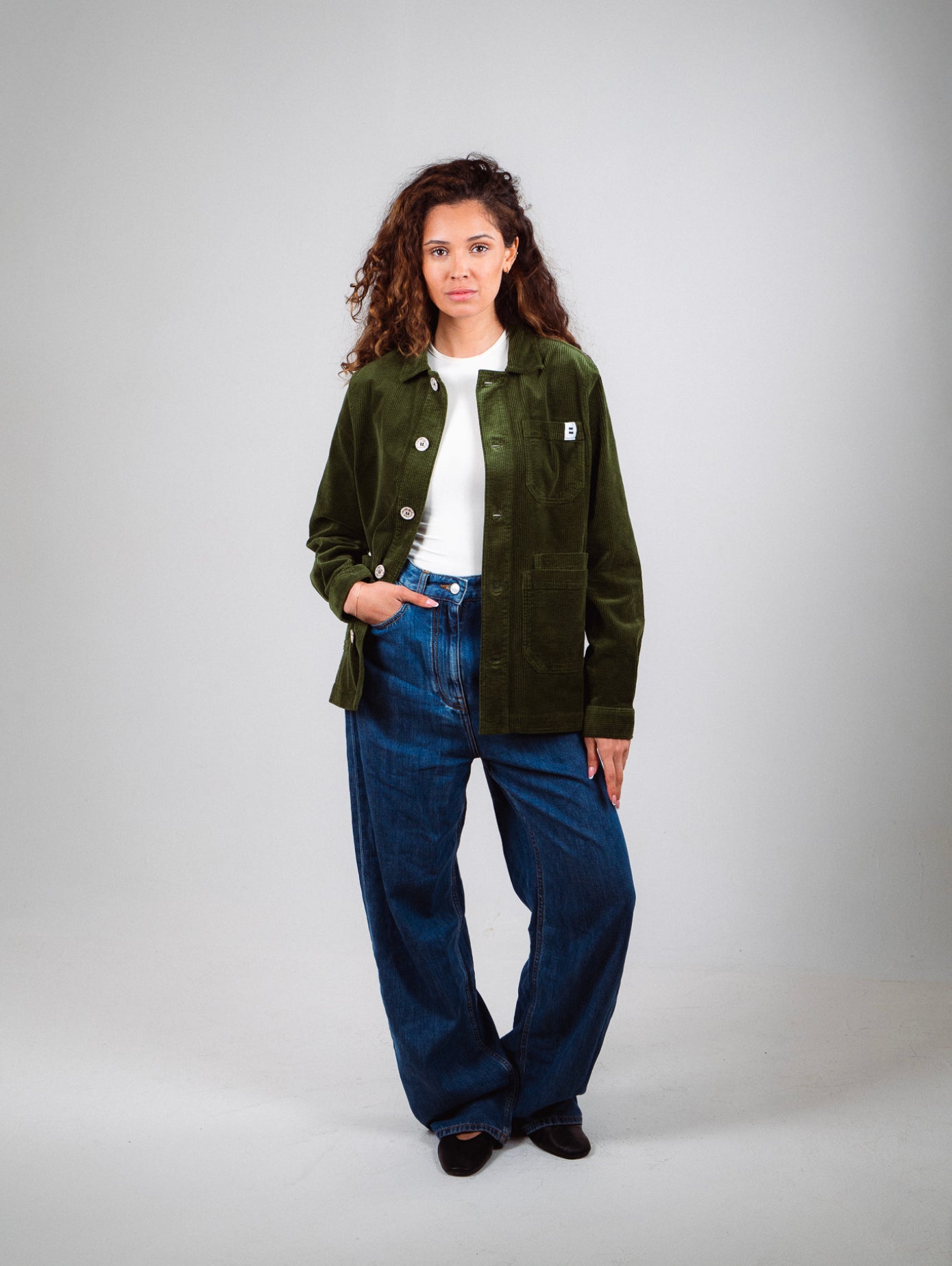 VESTE CÔTELÉ VERT OLIVE