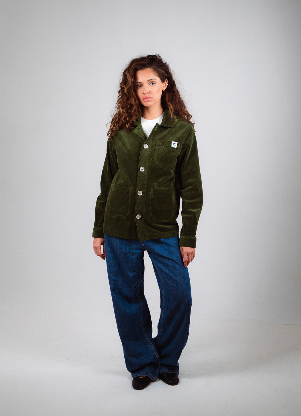 VESTE CÔTELÉ VERT OLIVE