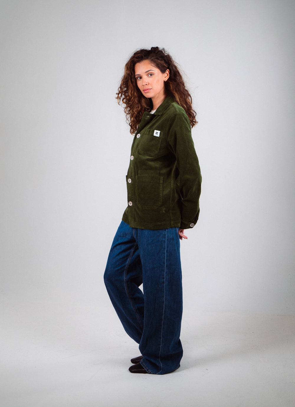 VESTE CÔTELÉ VERT OLIVE