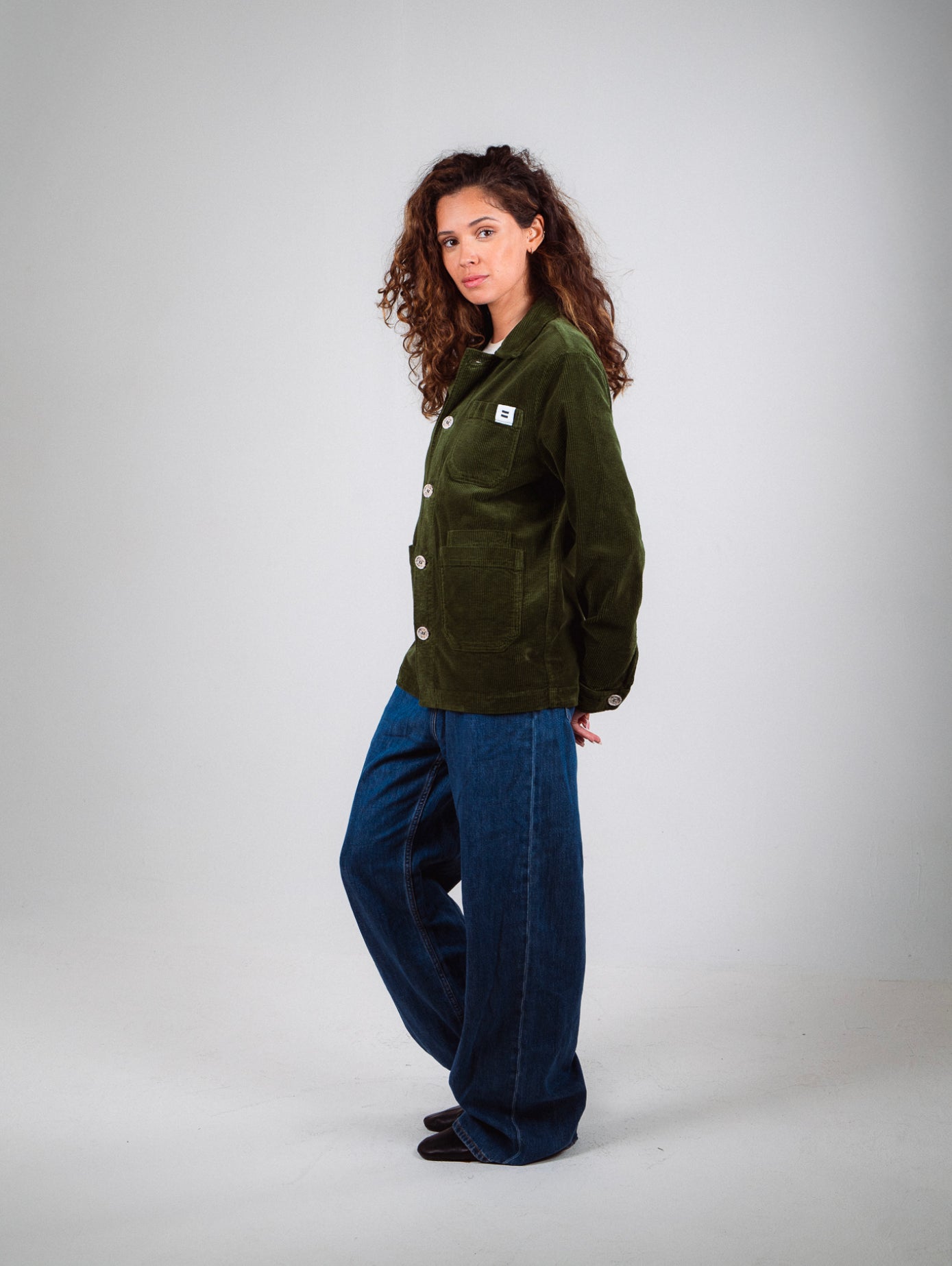VESTE CÔTELÉ VERT OLIVE