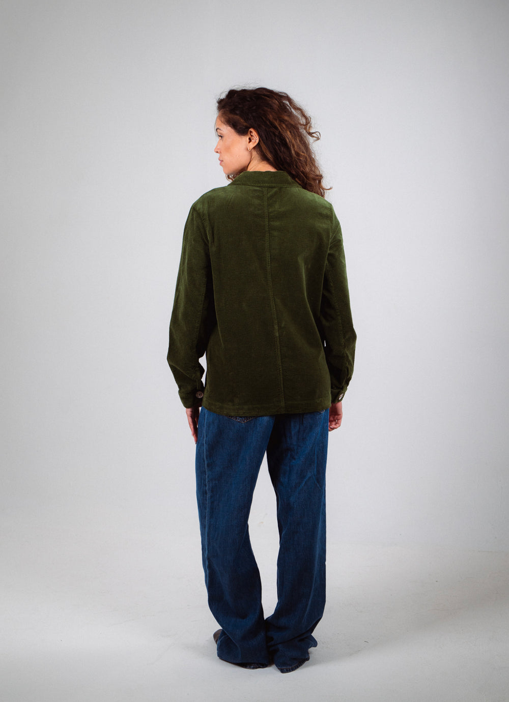 VESTE CÔTELÉ VERT OLIVE