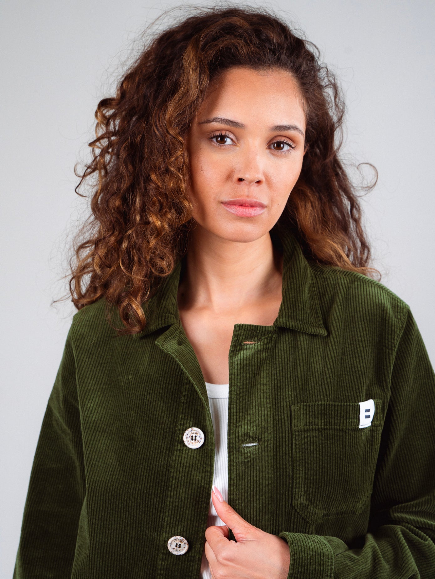 VESTE CÔTELÉ VERT OLIVE