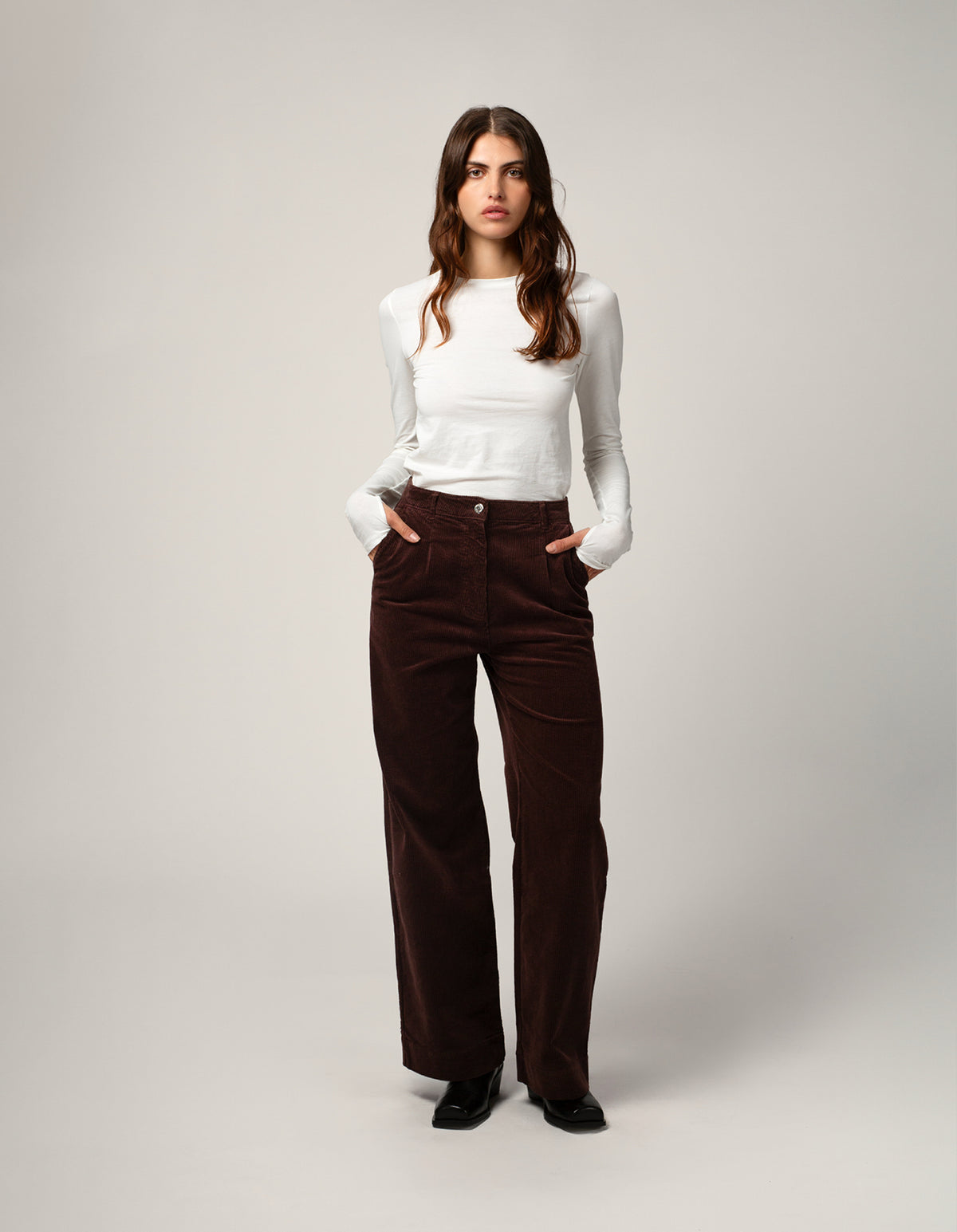PANTALON PINCE FEMME CHOCOLAT 36