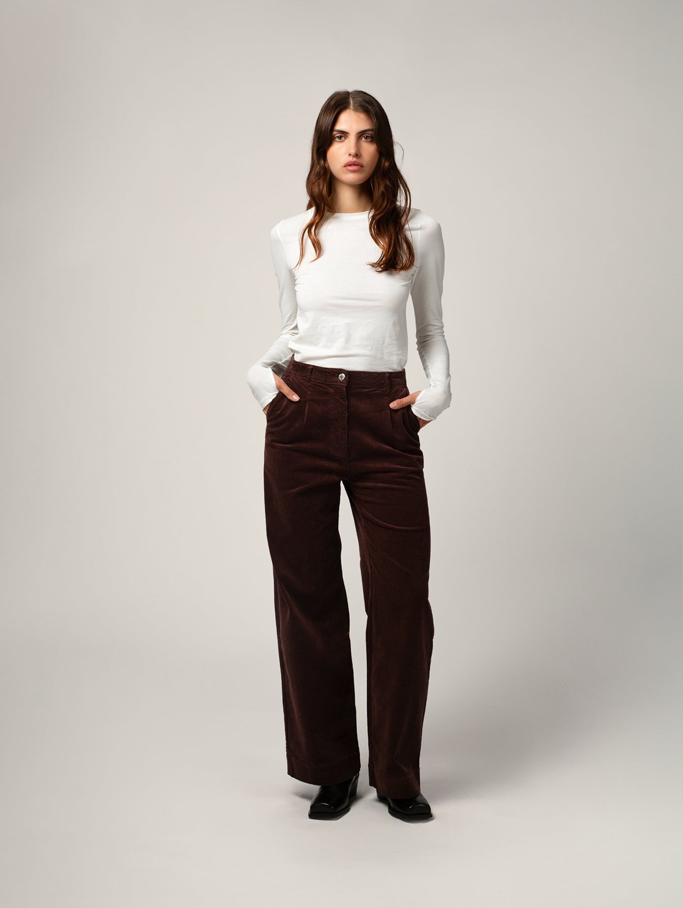 PANTALON PINCE FEMME CHOCOLAT 36