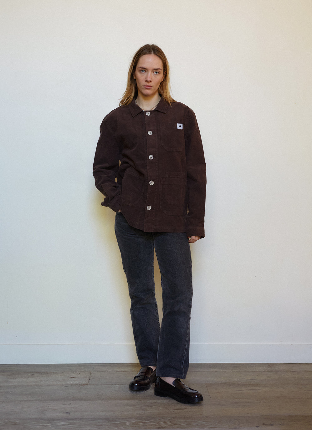 VESTE WORKER CÔTELÉ CHOCOLAT