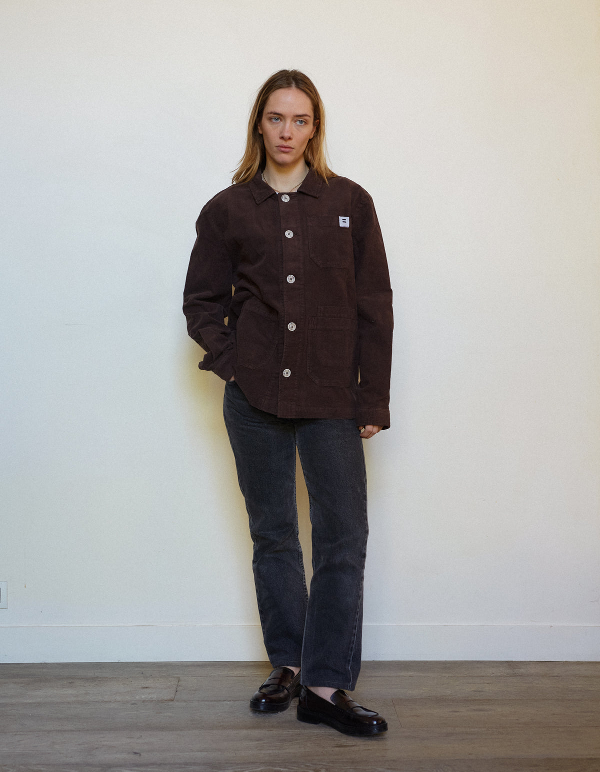 VESTE WORKER CÔTELÉ CHOCOLAT