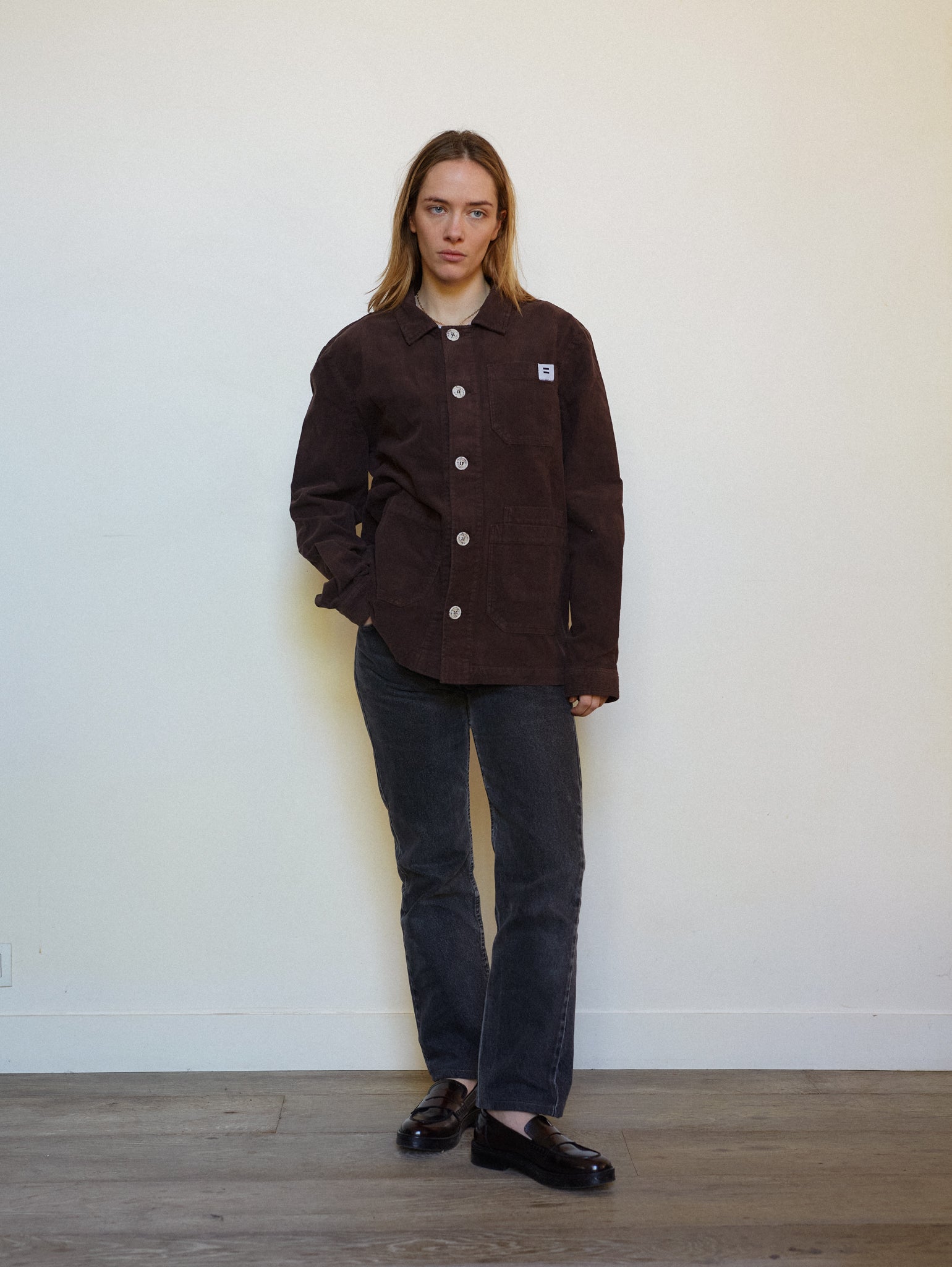 VESTE WORKER CÔTELÉ CHOCOLAT