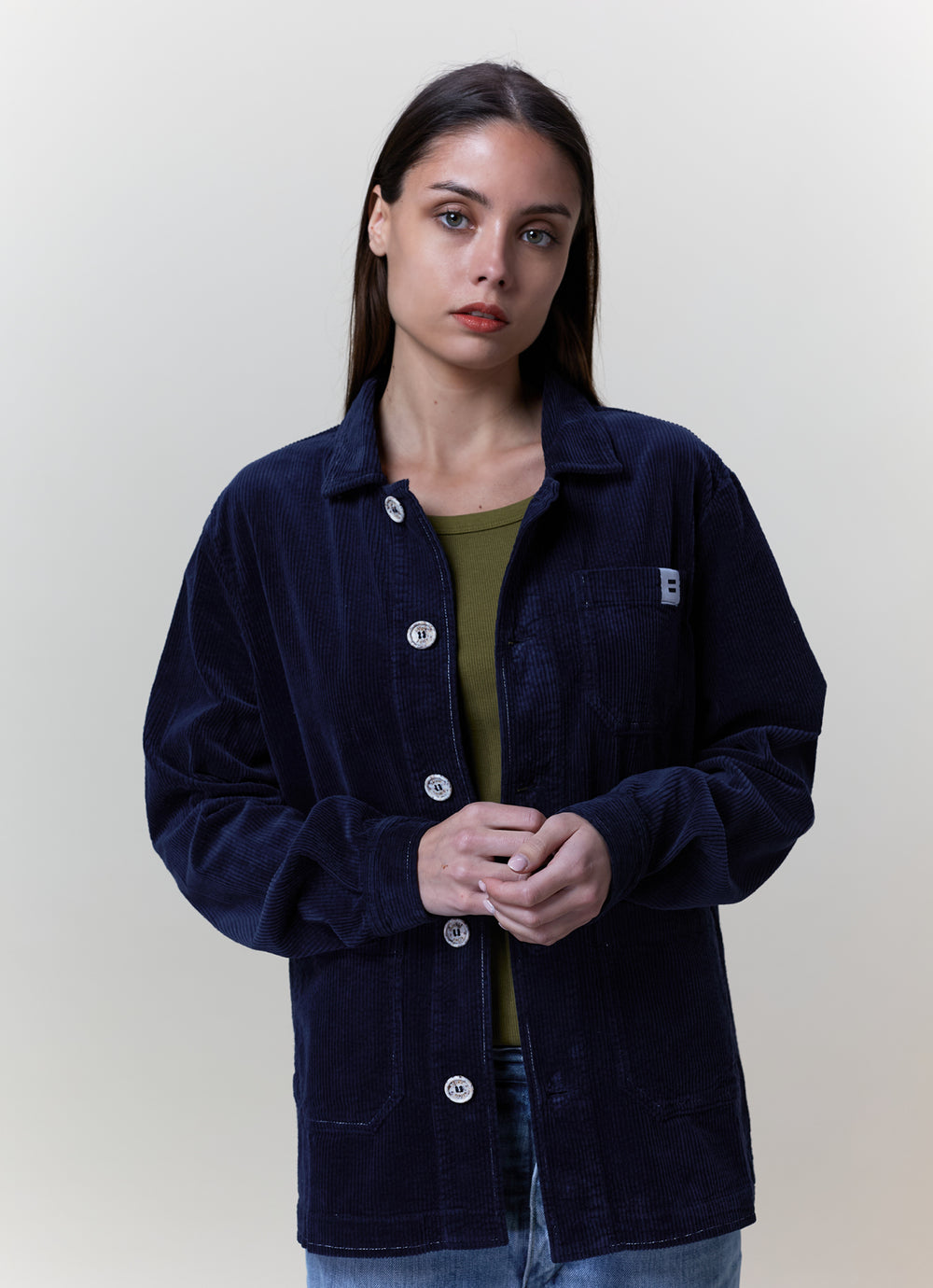 VESTE CÔTELÉ NAVY - TAILLE L