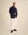 Homme portant la chemise casual Eliot en velours côtelé milleraies bleu navy Côtelé Paris.